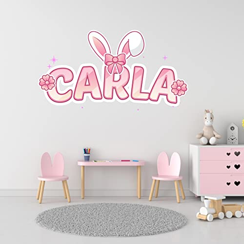 Pegatina Pared Decorativas con Nombres Personalizados para Decoración de Habitación de Niños o Bebe con Texto - Vinilo Infantil (Conejo)