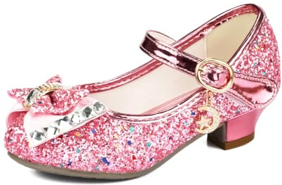 TRIWORIAE-Scarpe Principessa Bambina Bimba, Scarpe Glitterate con Tacchi per Ragazza, Scarpe Cosplay con Paillettes Eleganti per Cerimonia Festa