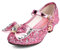 TRIWORIAE-Scarpe Principessa Bambina Bimba, Scarpe Glitterate con Tacchi per Ragazza, Scarpe Cosplay con Paillettes Eleganti per Cerimonia Festa Rosa 27