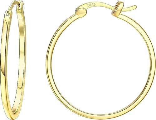 Dochais Gold Hoop Ohrringe für Frauen 14K Echtgold vergoldet Reifen mit 925 Sterling Silber Post Gold 40mm