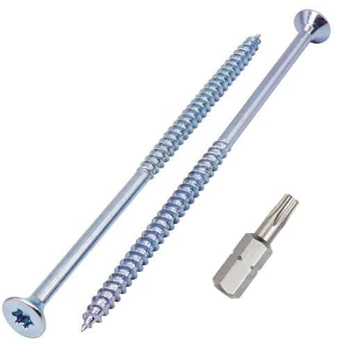 SKIR'CO (10 pièces) Vis à Bois Acier Zingué 6,0 x 140 mm, Vis à Tête Fraisée Torx, Vis pour Aggloméré, Partiellement Filetées