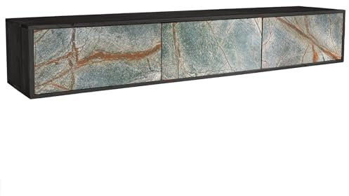 Riess Ambiente Massivholz Lowboard Mountain Soul - 160cm - schwarz - echter Naturstein Akazie - hängend TV-Board Kommode Schrank