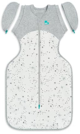 Love To Dream Baby Übergang Pucksack, idealer Stoff für milde Temperaturen (18-24°C), Medium (6-8,5kg), Patentiertes Abnehmbares Flügel Design, Schlafsack Baby Winter Herbst, Weiß