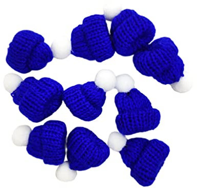 STOBOK 10pcs Mini Knitted Hat for Crafts Doll Hats Diy Knitting Hats Wine Bottle Cap Decor Christmas Ornaments Handmade Accessories Blue