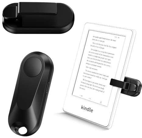 Sycelu K2 RF Remote Control Page Turner for Kindle Paperwhite Accessories Ipad Reading Kobo Surface Comics/Novels iPhone Tablets Android Taking Photos Camera Video Recording Remote (Dark Black)