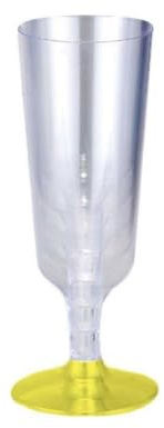 TEKHOME Calice spumante flute champagne con base colorata da 150 ml Basta inserirli nel gambo mediante il veloce e pratico incastro ed il gioco è fatto (60, GIALLO)