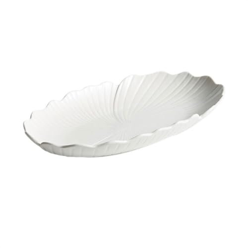 XUJUAN-0227 Dishes Plates 25cm/30.5cm/35.5cm Household Light Luxury Steamed Fish Plate Oval Creative Ceramic Plate Flower-Shaped Dinner Plate Home Dining Plate (Size : 35.5cm)