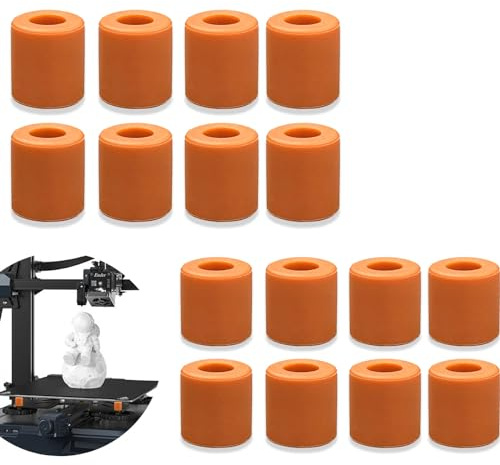 16 Pcs 3D Printer Silicone Solid Bed Leveling Mounts, Heat-Resistant Buffer Silicone Bed Spacers 16 mm & 18 mm, Stable Hot Bed Leveling Column Parts for Most 3D Printer (Orange, 0.62 & 0.7)