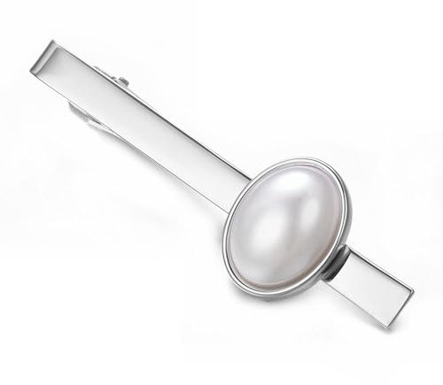 RunootPR Argenté Pince à Cravate Personnalisé Perle Clip à Cravate Accessoires pour Hommes Cadeau Anniversaire Fête Des Pères