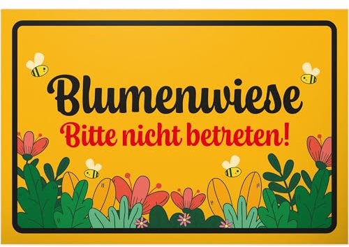 DankeDir! Blumenwiese nicht betreten - Schild 30 x 20 cm - Garten Spruch Spruchschild Geburtstagsgeschenk Wiese Hinweisschild - Nachbarn Freunde Geschenkidee Geschenk Hobbygärtner