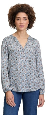 Cartoon Damen Casual-Bluse mit Muster 42, Weiß/Blau