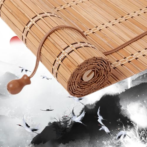 Store enrouleur rétro en bambou pour intérieur/extérieur/jardin, rideau pare-soleil naturel, taille personnalisable 150 x 90 cm