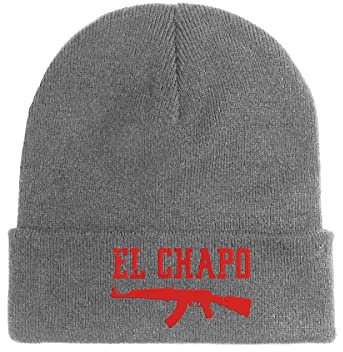 El Chapo Logo Bestickte Beanie Mütze Wintermütze Grau, grau, Einheitsgröße