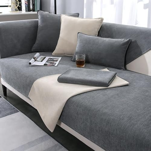VFDC Sofa Überzug L Form, Sofabezug 1 2 3 4 Sitzer, Couch Überzug Katze Hundeschutz, Sofa Cover rutschfest Universal, Sofaüberwurf Baumwolle, 90 * 160cm