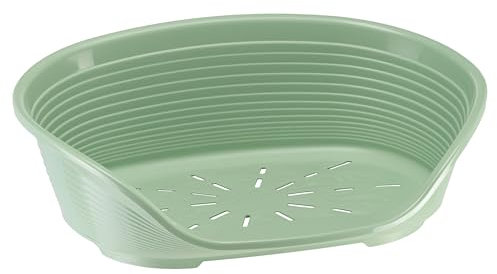 Ferplast Panier Chien Panier Chat 100% en Plastique, Respirante et Antidérapante Siesta Deluxe, 49 x 36 x 17,5 cm, Vert