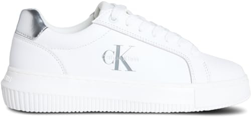 Calvin Klein Damen Cupsole Sneaker Chunky Silver aus Leder