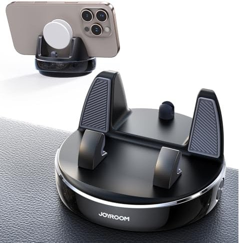 JOYROOM Soporte Móvil Coche Salpicadero, Porta Movil Coche Antideslizante Compatible con PopGrip, Universal Car Phone Holder para iPhone/Samsung/Huawei/Google/Android Smartphones (Negro)