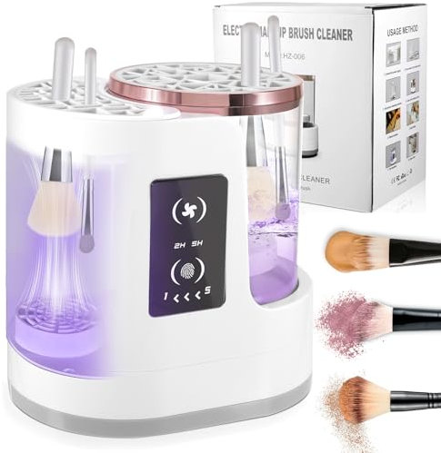YUFFQOPC Electric Makeup Brush Cleaner Machine,Multifunction Automatic Makeup Brush Cleaner and Dryer,USB Automatic Makeup Brush Cleaner,Hand Free Make up Brush Cleaner Set for Cleaning and Drying