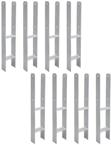 Peviasot 8x H-Pfostenanker 121 mm – H-Pfostenhalter für Zaun- und Holzpfosten, Robuste H-Anker für Gartenzaun, Carport, Pavillon und Holzbauprojekte (121 x 600 mm)