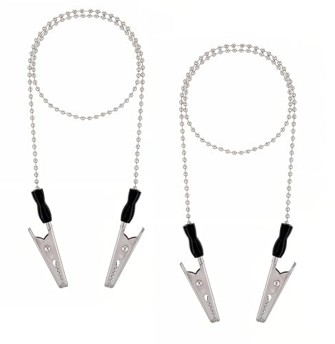 2 Stück Serviettenkette Serviettenhalter Lätzchen Clips für Zahnarzt Servietten Kette Erwachsene Korn Kette Serviette Clips Hals-Ketten mit Metall-Clips
