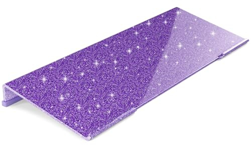 Rulyyo Ergonomic Computer Keyboard Stand - 17 Inch Glitter Purple Acrylic Keyboard Riser for Desk Tilted Keyboard Holder Tray with Non-Slip Strip for Home Office Easy Typing & Working