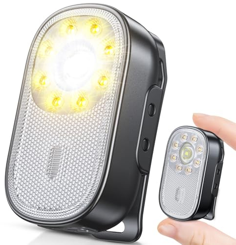 Cuvccn 500LM Bright Mini EDC Flashlight Rechargeable, 10 Modes Running Lights for Runners with Spot & Flood Light, IP65 Waterproof Boat Spotlight, Small Clip on Flashlight for Walking, Camping, Hiking
