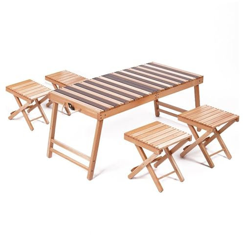 LMRJHAZ Campinghocker und Tischset - Klappe Bea Air mit Seitentisch, tragbarer Faltbarer Picknicktisch mit Stuhlset zum Angeln, Wandern, Picknick, BBQ
