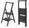 FIVMEN Escabeau pliable à 2 marches - Avec marchepied large 30 x 20 cm et mains courantes - Charge maximale : 270 kg - Noir