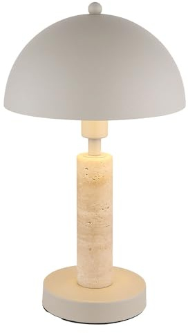 GLOBO Tischleuchte Nachttischlampe Leselampe Metall sandfarben Travertin Stein H 34 cm