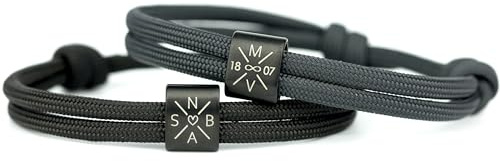 komimar Familien Gravurarmband mit Initialen - Initialenarmband - viele Farben - Schmuck mit Gravur - Pärchenarmband - Armband graviert - X Design Armband - Geschenkidee Weihnachten