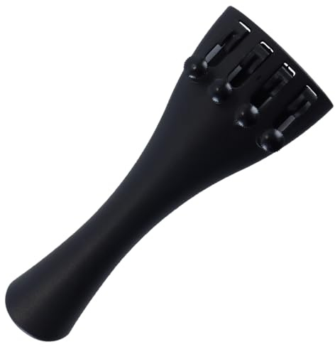 DUZEPA Cordier de violon avec 4 tendeurs fins Cordier en fibre de carbone durable et sensible avec boyau pour violons 3/4 et 4/4