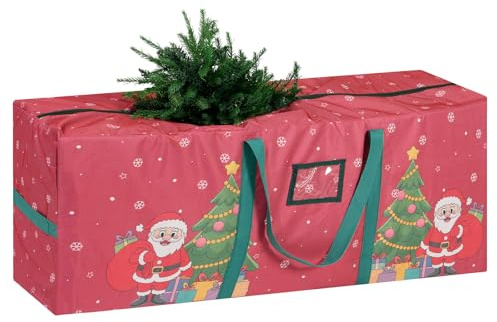 TaoQ C Sac Rangement Sapin de Noël, 165 CM x 38 CM x 76 CM Grand Sac de Rangement pour Sapin de Noël avec Poignées et Fermeture à Glissière pour Arbres Artificiels Guirlande, Rouge