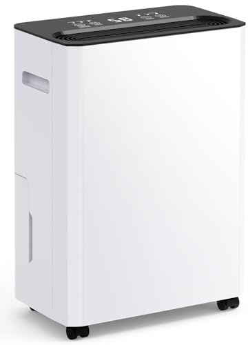 Luftentfeuchter Elektrisch 12L/Tag, Energiesparender Raumentfeuchter für Wohnung & Keller bis 150m³ (50m²), Leiser Entfeuchter gegen Schimmel mit 3L Tank, Wäschetrocknung & 24h Timer