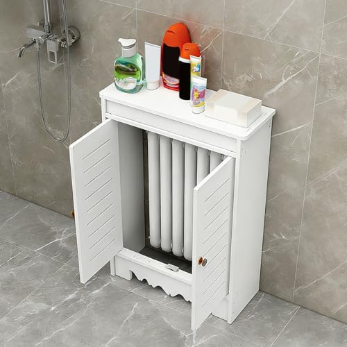 Radiator Covers for Home, Modern Radiator Shelf with 2 Doors, Multifunctional Radiator Cover for Home Living Room Bedroom Office, Easy Installation, Shields Pipes(40x20x50cm)