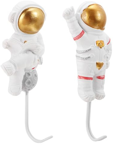 SUPVOX Lot de 2 Crochets Muraux Adhésifs en Résine Forme Astronaute, Décoration Intérieure Originale, Fixation sans Perçage, Rangement Pratique pour Manteaux, Paquet et Parapluies,