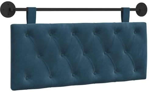 vidaXL Hängendes Kopfteil Blau Samt, Schlafzimmer, modernes Wand-Kopfteil, rechteckig mit Samtbezug, gesteppt, Holzwerkstoff, platzsparende Dekoration