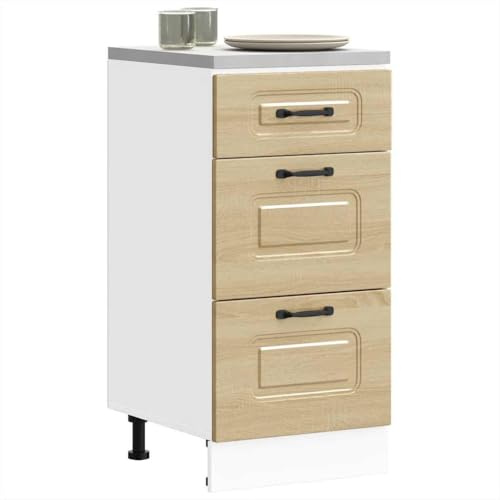 Plumbpyr köksunderskåp Kalmar högglansigt vitt trämaterial 40 x 46 x 81,5 cm med förvaringsutrymme, justerbara fötter och lådor, perfekt för kök, matsal, hall, ordning och hylla