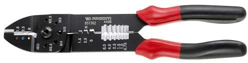 FACOM Alicates de Engatillar Estándar para Terminales Preaislados y Pelados, Engatillado para 1,5-2,5-6 mm², Pelado de 0,75 a 6 mm², Función Cortacables Integrada, 449B