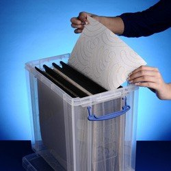 25 litre Really Useful Box with 10 12x12 inch suspension files (Clear)