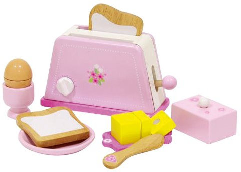 Siva Toys Tostapane Legno Rosa con Accessori '', Multicolore, Siva_225402