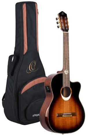 Ortega Guitars Konzert Gitarre Elektro-Akustisch – Slim Neck – The Private Room Series – Inklusive Gig Bag – Mahagoni, Mehrfarbig (ECLIPSESU.C/E)