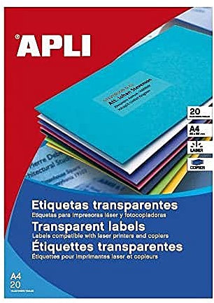 Apli Paper Ref. 1225 Etiquetas Adhesivas Poliéster Transparente L/C A4