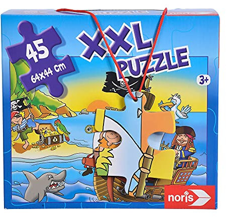 Noris 606034960 - XXL Riesenpuzzle, Piraten in Sicht - mit 45 Teilen (Gesamtgröße: 64 x 44 cm) - für Kinder ab 3 Jahren