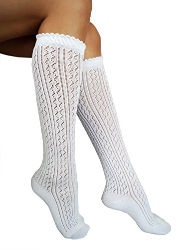 etrado fashion Chaussettes au-dessus du genou, chaussettes traditionnelles pour la fête de la bière, 1 paire de chaussettes blanches, 39-42