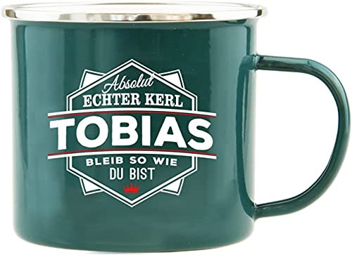 History & Heraldry Echter Kerl - Emaille Becher Tobias - individuelle und personalisierte Tasse mit Name und Spruch