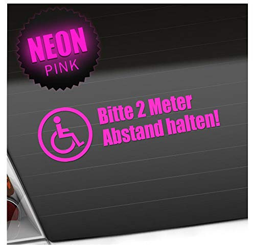 Kiwistar - Autoaufkleber - Rollstuhl - 2m Abstand halten Heckscheibe - Aufkleber Auto Kfz Fahrrad, LKW, Truck Mofa