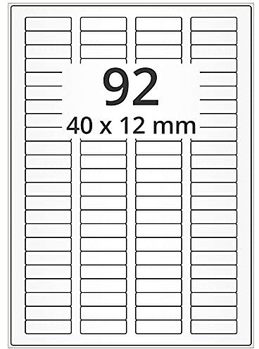 Wetterfeste Folienetiketten auf A4 Bogen, transparent - 40 x 12 mm - 9.200 Polyester Etiketten auf 100 Blatt, selbstklebende PET Aufkleber, matt