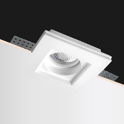King Led - Portafaretto da Incasso In Gesso Ceramico Quadrato Slim per Faretto Gu10 e Mr16 - Dimensione 100x100x29mm Cod. 1495 (10x Quadrato Slim)