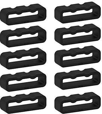Chofit Strap Secure Keepers Compatible with Fitbit Surge, Silicone Black Band Fasteners Rings Wristband Holders Security Loops Compatible with Fitbit Surge Activity Trackers (10-Pack)