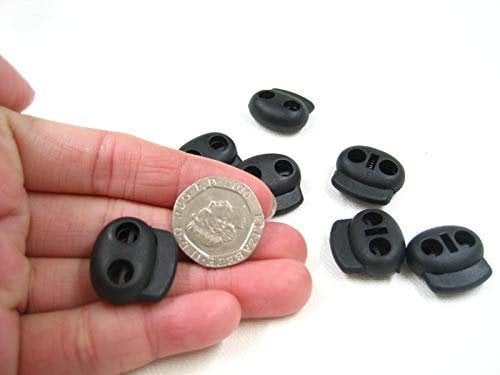 10pcs of 2cm Black Mini Toggles Cord Adjusters Orbs Spring Loaded Cord Locks Rope Lock